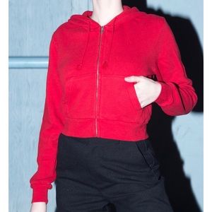 cropped red brandy melville zip up